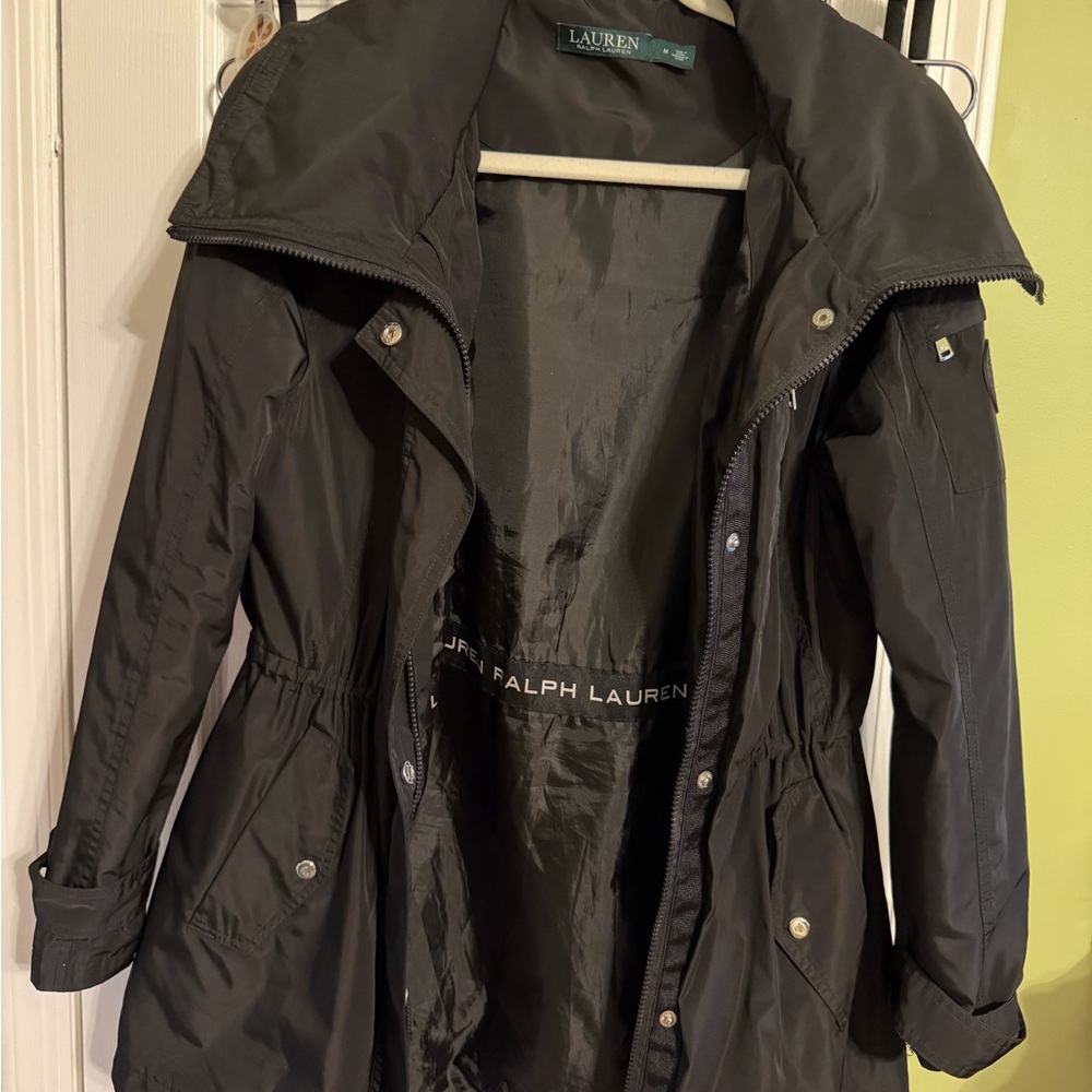 Ralph Lauren Black Trench Coat with Cinched Waist